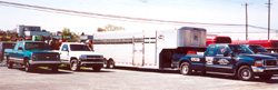 NYC crriage company truck and trailer in New Holland Sales Stables parking lot for Monday sale.